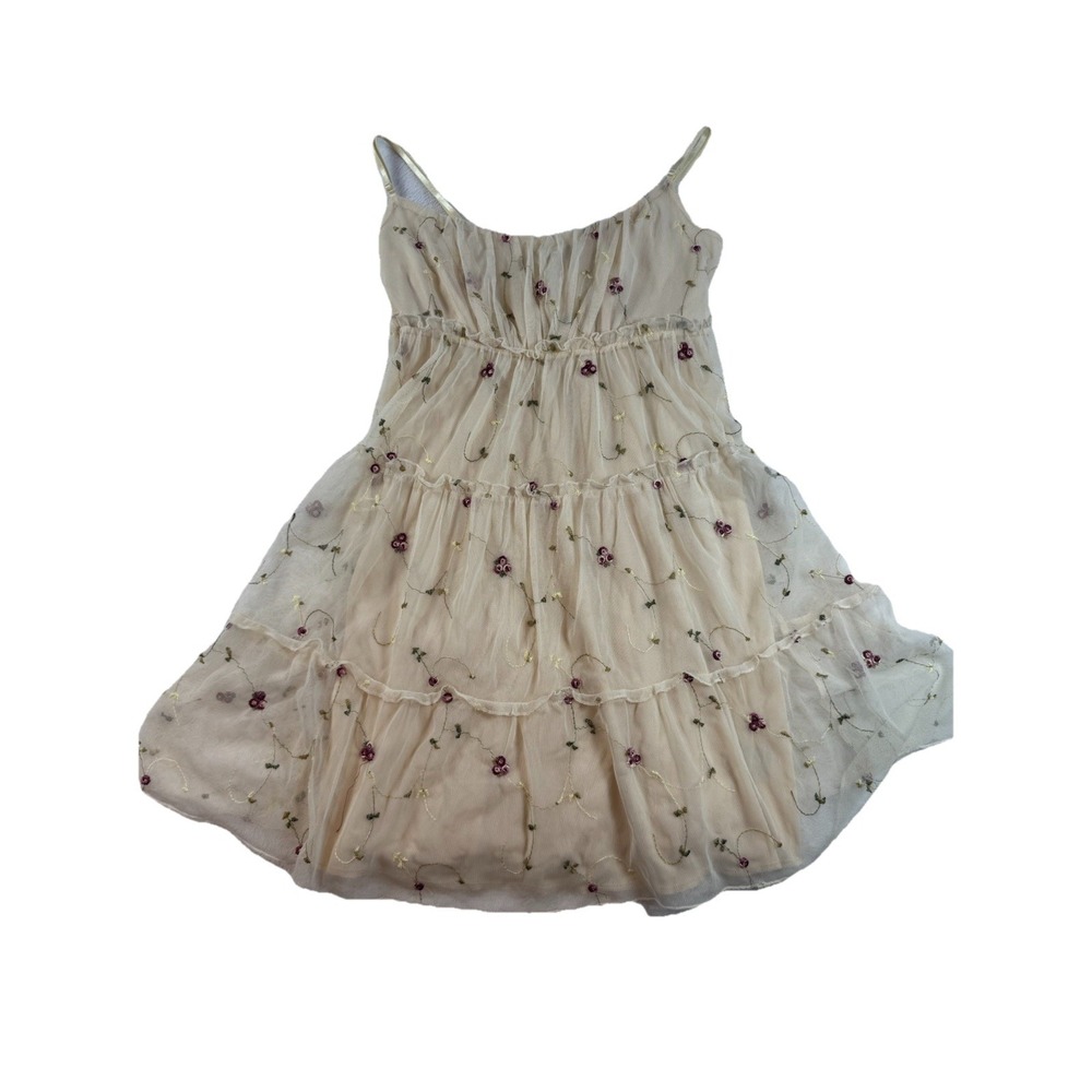 Trixxi Lace Mini Dress Embroidered Floral Cottage Core Fairycore Whimsical Small